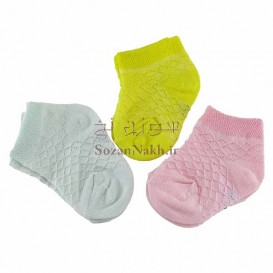 جوراب نوزادی طرح لوزی کد 120