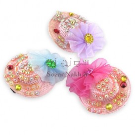 کلاه نگین دار گل شقایق با گیره انبری