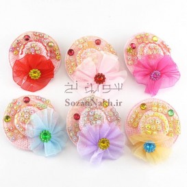 کلاه نگین دار گل شقایق با گیره انبری