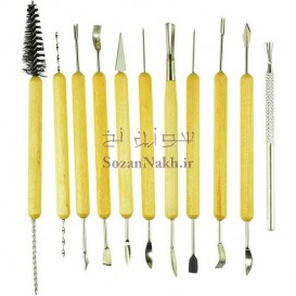 ابزار  مجسمه سازی 11 تایی فرچه دار دسته پلاستیکی