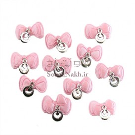 پاپیون صورتی  با آویز نقره ای