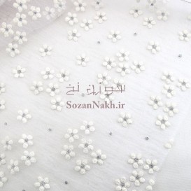 پارچه حریر بیده  شکوفه ریزان