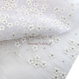 پارچه حریر بیده  شکوفه ریزان