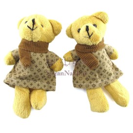 خرس پیراهن قهوه ای طرح دار