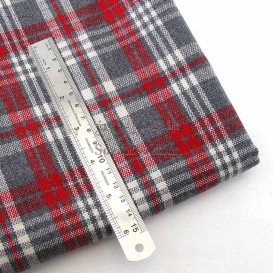 پارچه کشمیر چهارخانه طوسی و قرمز