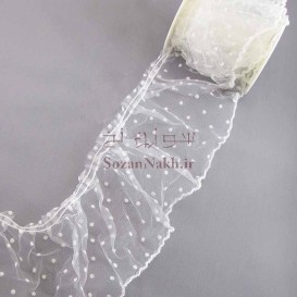 تور لبه دالبر خالدار چین خورده عرض 8 سانتیمتر  کد 108