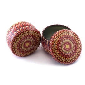 جعبه فلزی گرد کوچک طرح سنتی قهوه ای _ کد 602