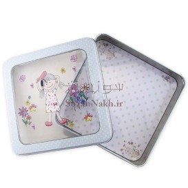 جعبه فلزی مربع درب طلقی طرح دختر _ کد 613