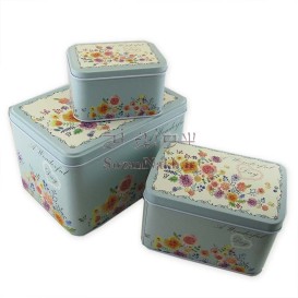 جعبه فلزی سه عددی آبی گلدار Wonderful Day_ کد 615