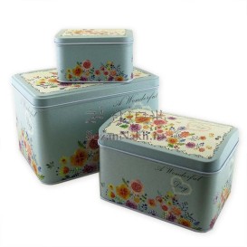 جعبه فلزی سه عددی آبی گلدار Wonderful Day_ کد 615