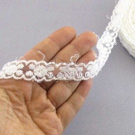 نوار تور شیفون دوطرفه باریک تک گل _ کد 113