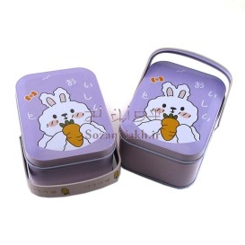 جعبه فلزی مستطیل دسته دار خرگوش و هویج _کد 619