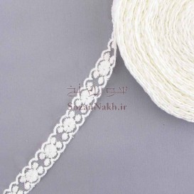 نوار تور شیفون دوطرفه باریک تک گل _ کد 113