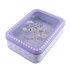 جعبه فلزی مستطیل درب طلقی طرح پرنده _ کد 622