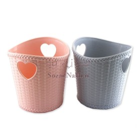 سبد جامدادی رومیزی|سطل لوازم آرایش طرح حصیری