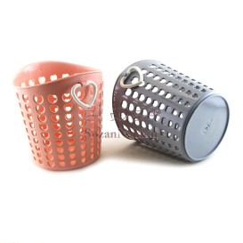 سبد جامدادی رومیزی|سطل لوازم آرایش دسته قلبی