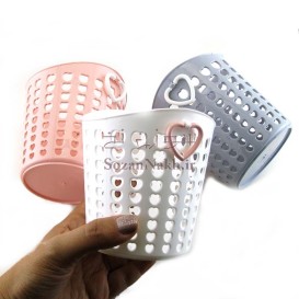 سبد جامدادی رومیزی|سطل لوازم آرایش دسته قلبی