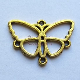 پلاک دستبند زرده قلم طرح پروانه تو خالی