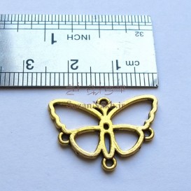 پلاک دستبند زرده قلم طرح پروانه تو خالی