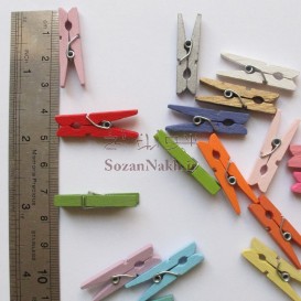 گیره چوبی رنگی 3 سانتی (بسته)