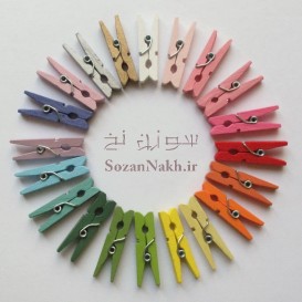 گیره چوبی رنگی 3 سانتی (بسته)