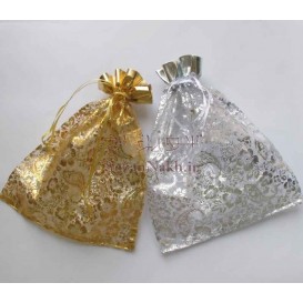 کیسه طرح گل و بته جقه با لبه ساتن (سایز 20*24 سانتمیتر)