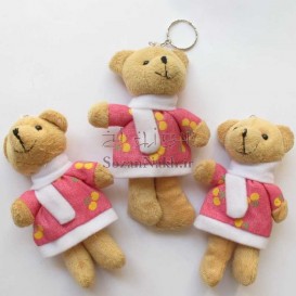 عروسک خرس با پیراهن آلبالو گیلاس