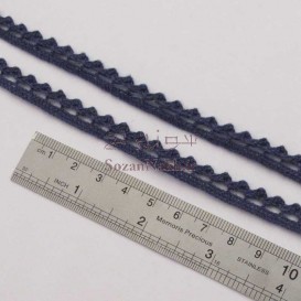 نوار (تور) کتان قلاب بافی یک طرفه باریک سورمه ای _ کد10