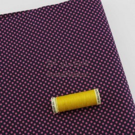 پارچه کتان نخ فیلور خالدار با خال صورتی_ کد 303