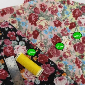 پارچه کتان نخ فیلور گل رز  _ کد  312