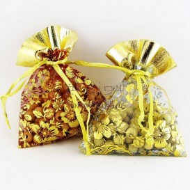 کیسه توری طرح گل و بته جقه با لبه ساتن