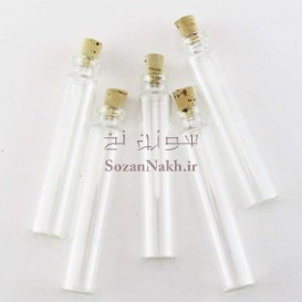 بطری شیشه ای باریک درب چوب پنبه 8*1.5 سانتی متر