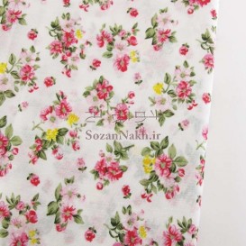 پارچه نخی چادر نمازی بوته گل سرخ _ کد 324