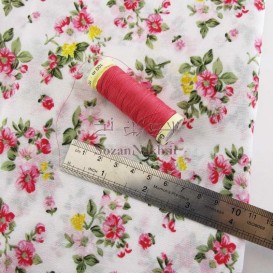 پارچه نخی چادر نمازی بوته گل سرخ _ کد 324