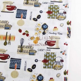 پارچه کتان نخ فیلور طرح آشپزخانه _ کد 327