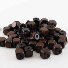 مهره چوبی مکعب قهوه ای سایز 10