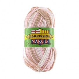 کاموا سه رنگ بارسلونا نرگس صورتی  کرم _ کد 651