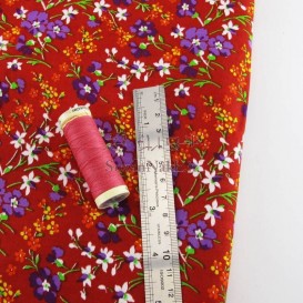 پارچه کتان نخ فیلور طرح یاس و بنفشه _ کد 335