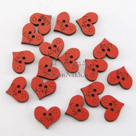 دکمه چوبی دو سوراخ قلب و لبخند _ کد 224