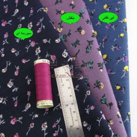 پارچه کتان نخ فیلور شاخه گل کوچک _ کد 354