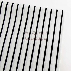 پارچه کتان نخ فیلور راه راه عمودی پهن سفید_ کد 358