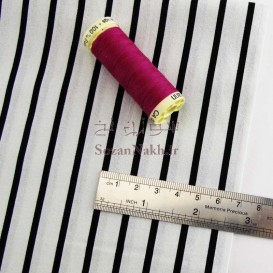 پارچه کتان نخ فیلور راه راه عمودی پهن سفید_ کد 358