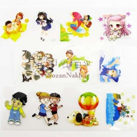 برچسب اتویی _ پکیج برچسب عروسکی کد 97 دختر و پسر ژاپنی ، دلفین