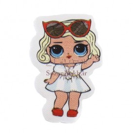 برچسب اتویی ساتن LOL مو طلایی عینکی _ کد 103