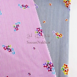 پارچه طرح راه راه و بوته گل _ کد 376