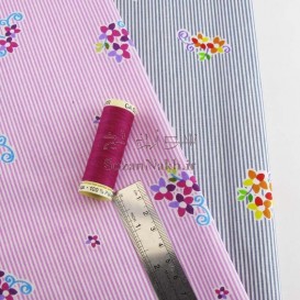 پارچه طرح راه راه و بوته گل _ کد 376