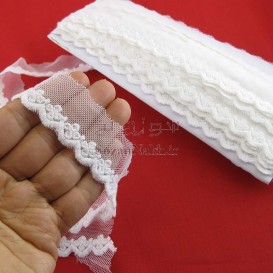 نوار تور شیفون هلال کوچک با گل _ کد 53