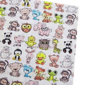 پارچه کتان نخ فیلور باغ وحش _ کد 381