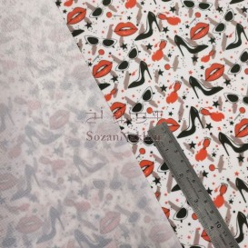 چرم فانتزی pvc طرح کفش پاشنه دار، لب و عینک