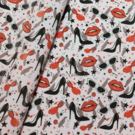 چرم فانتزی pvc طرح کفش پاشنه دار، لب و عینک